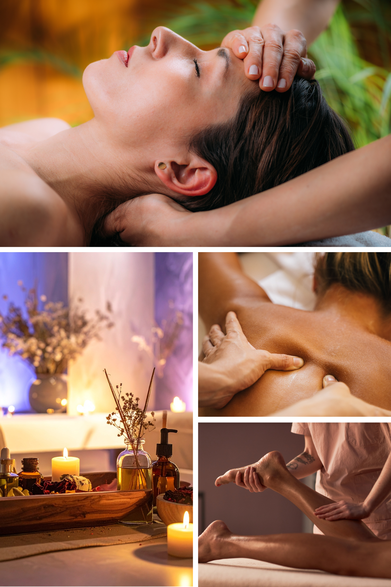 Beispielhafte Darstellung verschiedener Massagetechniken und einer craniosakralen Behandlung, wie sie in einer Praxis in Berlin-Wilmersdorf angeboten werden